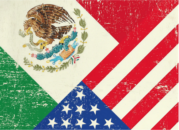 Mexico and United States flags combined