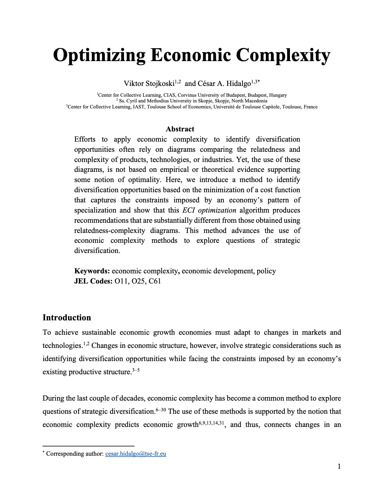 Optimizing economic complexity